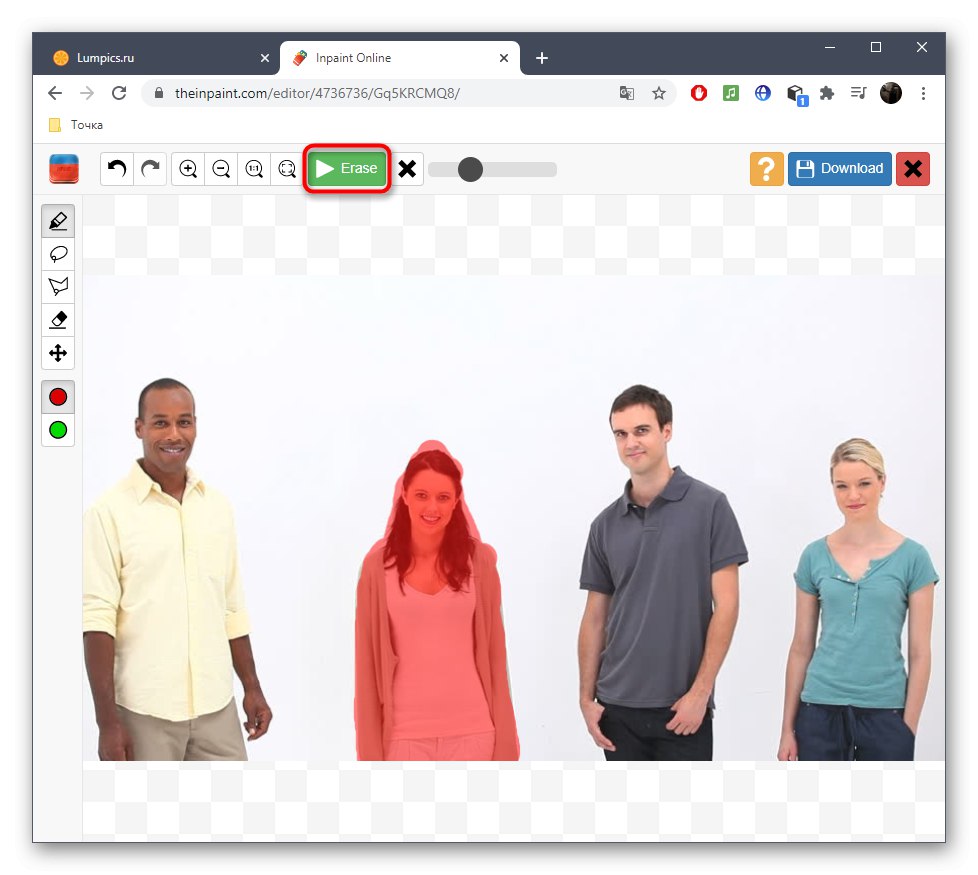 Uplatnenie zmien po odstránení osoby z fotografie pomocou online služby Inpaint