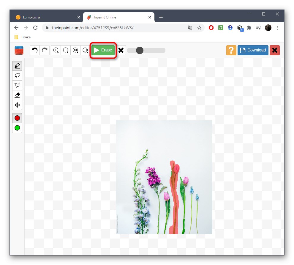 انتخاب مناطق اضافی برای حذف از عکس با استفاده از سرویس آنلاین Inpaint