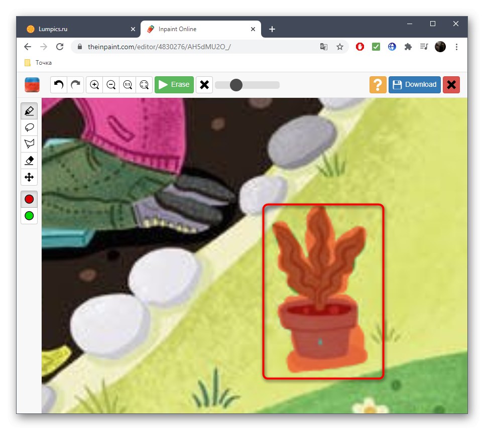 انتخاب بیش از حد عکس برای حذف از طریق سرویس آنلاین Inpaint