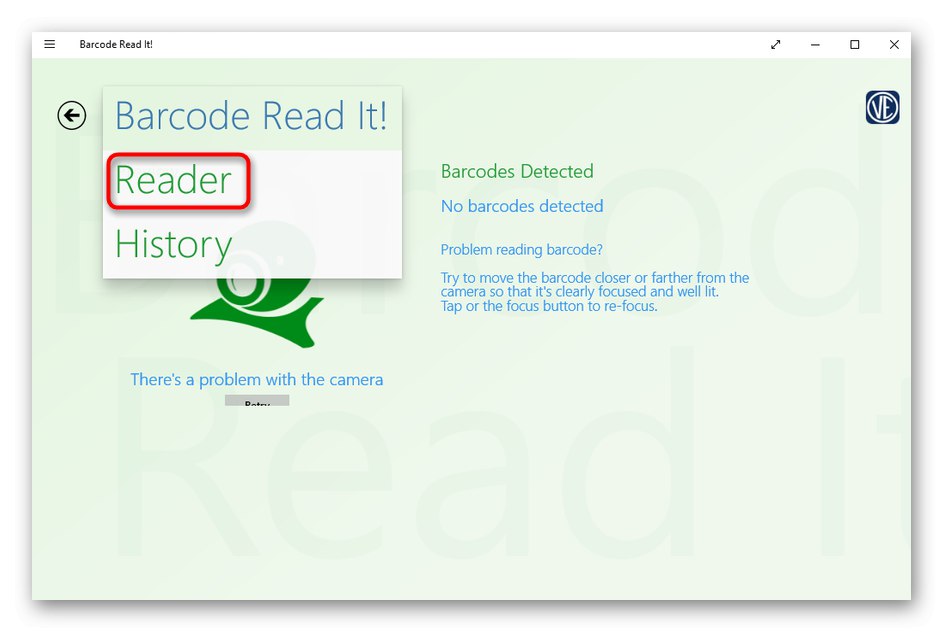 Избиране на режим на четене на кода чрез баркод Прочетете го! в Windows 10