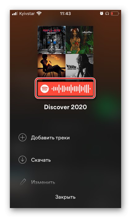 Kód pro váš seznam skladeb v mobilní aplikaci Spotify