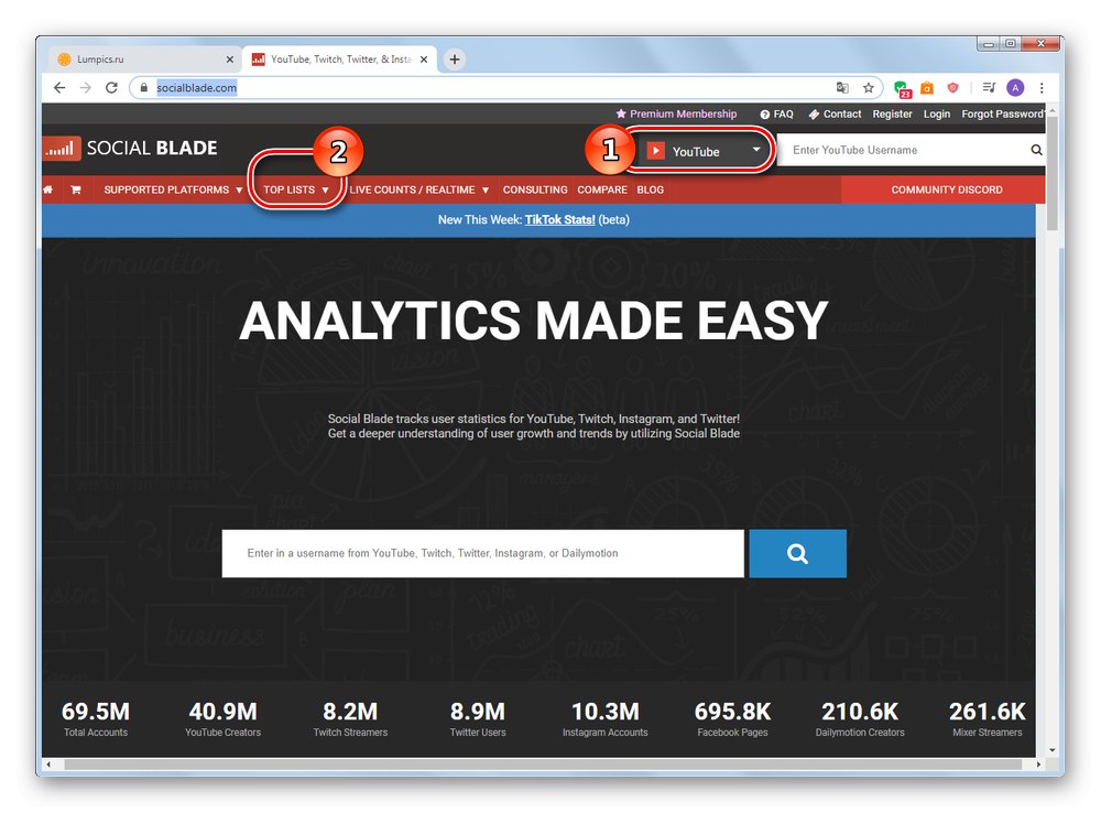 Перегляд топ каналів YouTube на Social Blade
