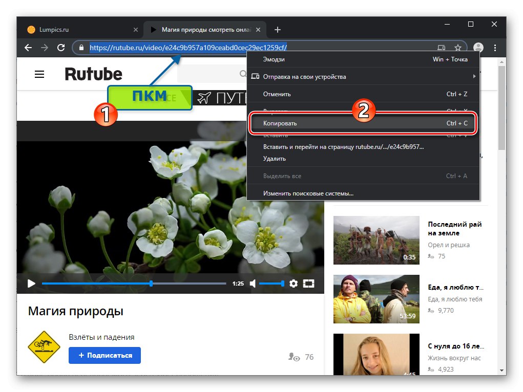 Viber за Windows копира връзката към уеб страница от видео