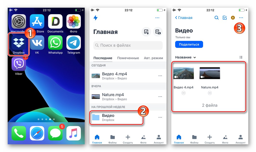 Директория WhatsApp за iOS с видео файлове за изпращане чрез messenger в облачно съхранение