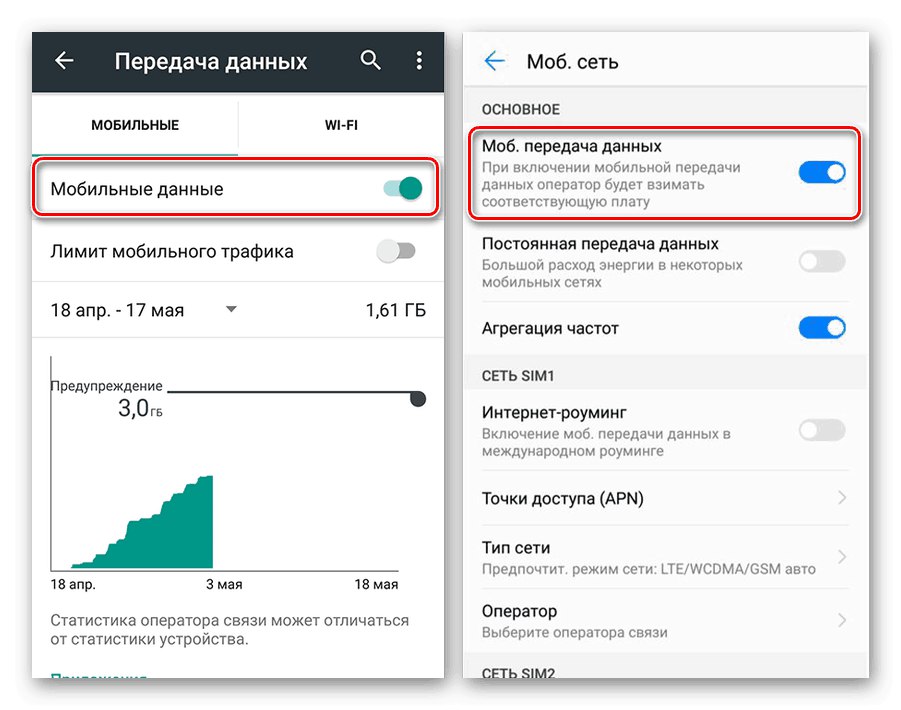 Proces nastavenia internetu v Nastaveniach pre Android