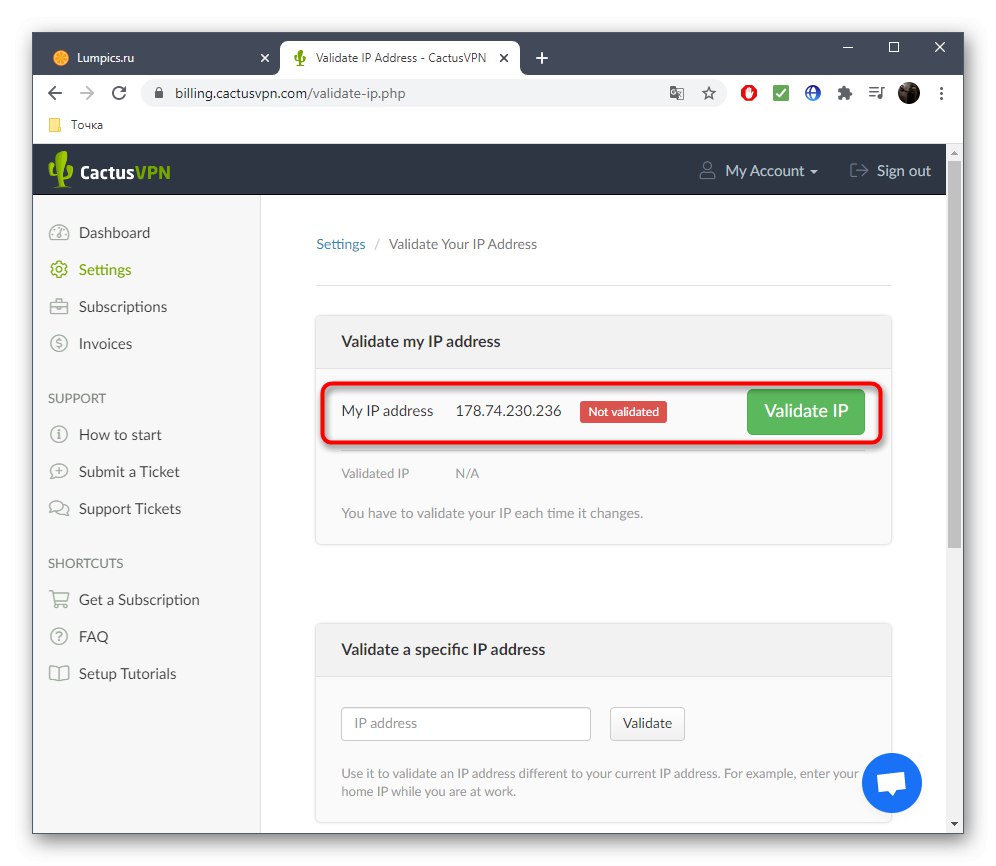 Zobrazenie adresy pred nastavením siete VPN na smerovači