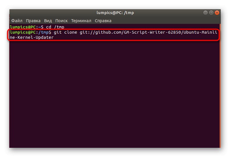 Príkaz na inštaláciu skriptu na aktualizáciu jadra v Ubuntu