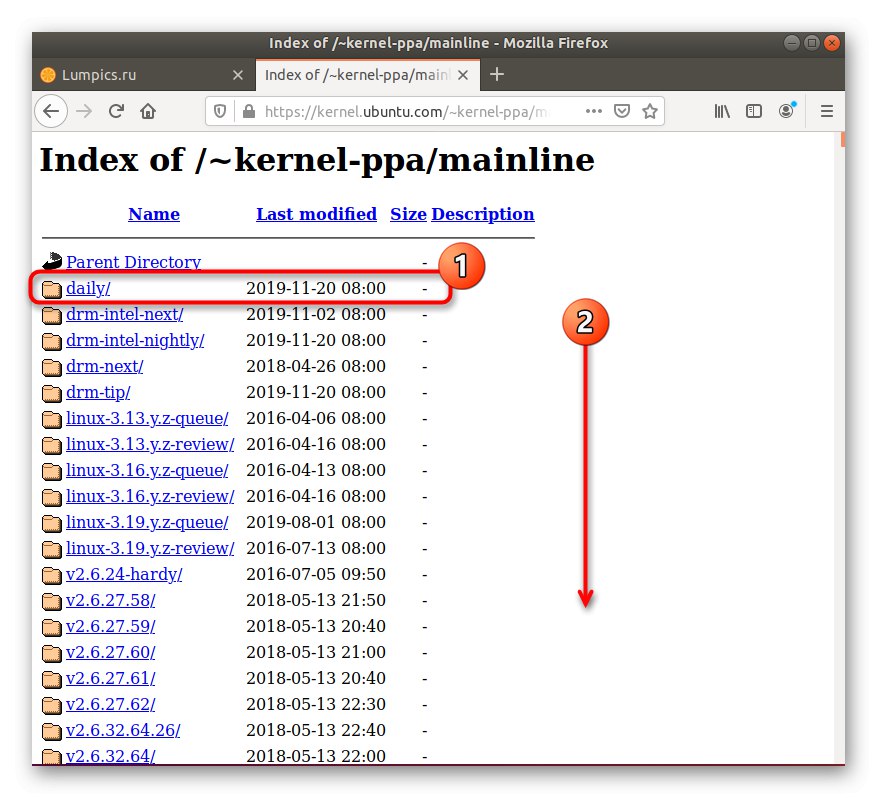 Výber jadra na stiahnutie z oficiálnych webových stránok v Ubuntu