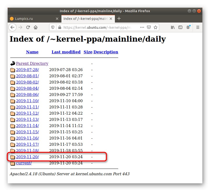 Výber verzie jadra na stiahnutie na oficiálnych webových stránkach Ubuntu