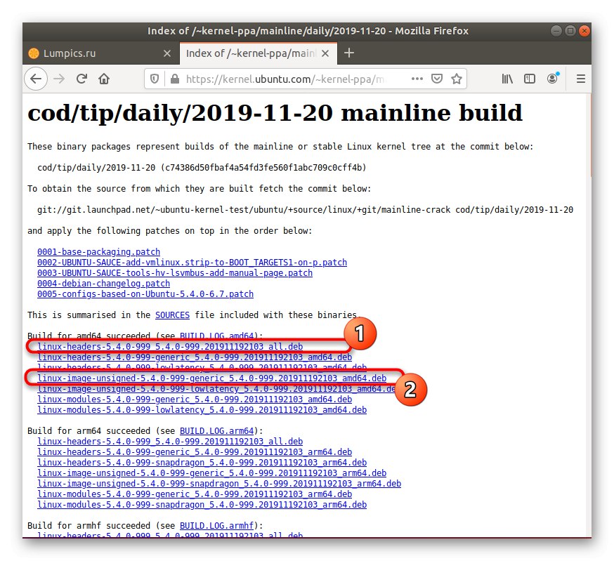 Sťahovanie obrázkov a ďalších súborov jadra na aktualizáciu Ubuntu