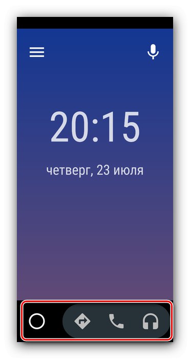 Spodnja orodna vrstica aplikacije v telefonu za uporabo Android Auto