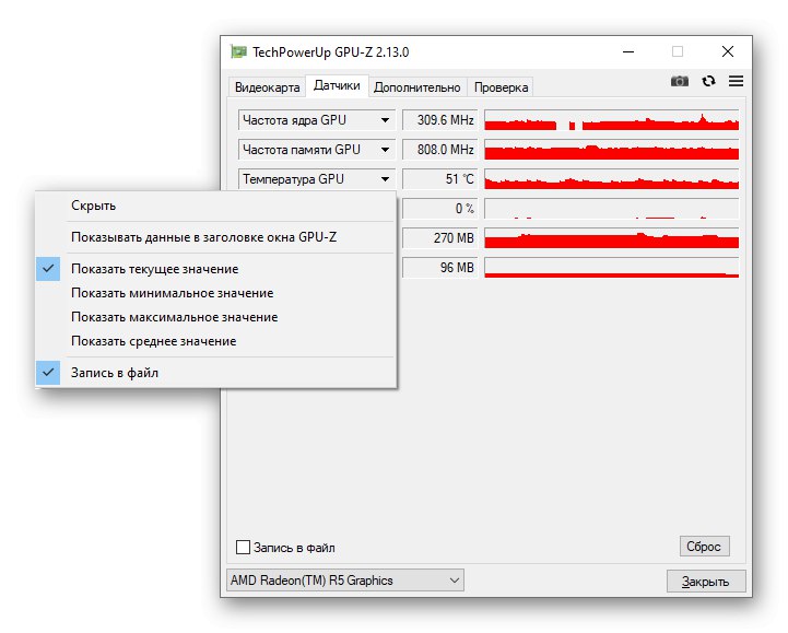 Nastavení senzorů v GPU-Z