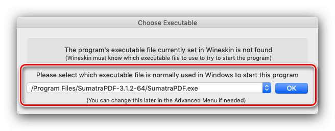 Ustaw plik EXE aplikacji Wineskin do użytku w systemie macOS