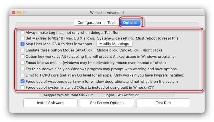 Ustawienia środowiska Wineskin do użytku w systemie macOS
