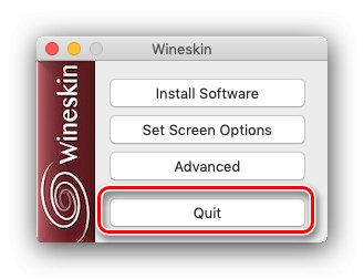 Zamknij preferencje aplikacji Wineskin do użytku w systemie macOS