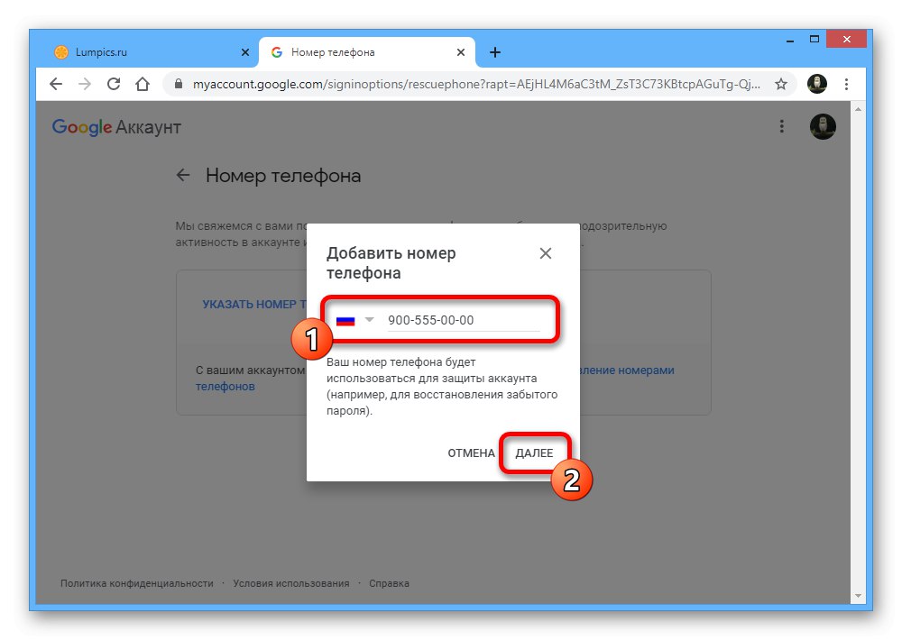 Pridajte telefónne číslo do účtu Google v počítači