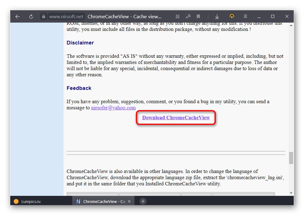 Przycisk do pobrania programu ChromeCacheView z oficjalnej strony