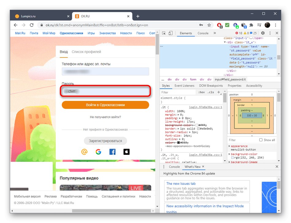 Geslo si uspešno ogledate prek kode elementa v brskalniku
