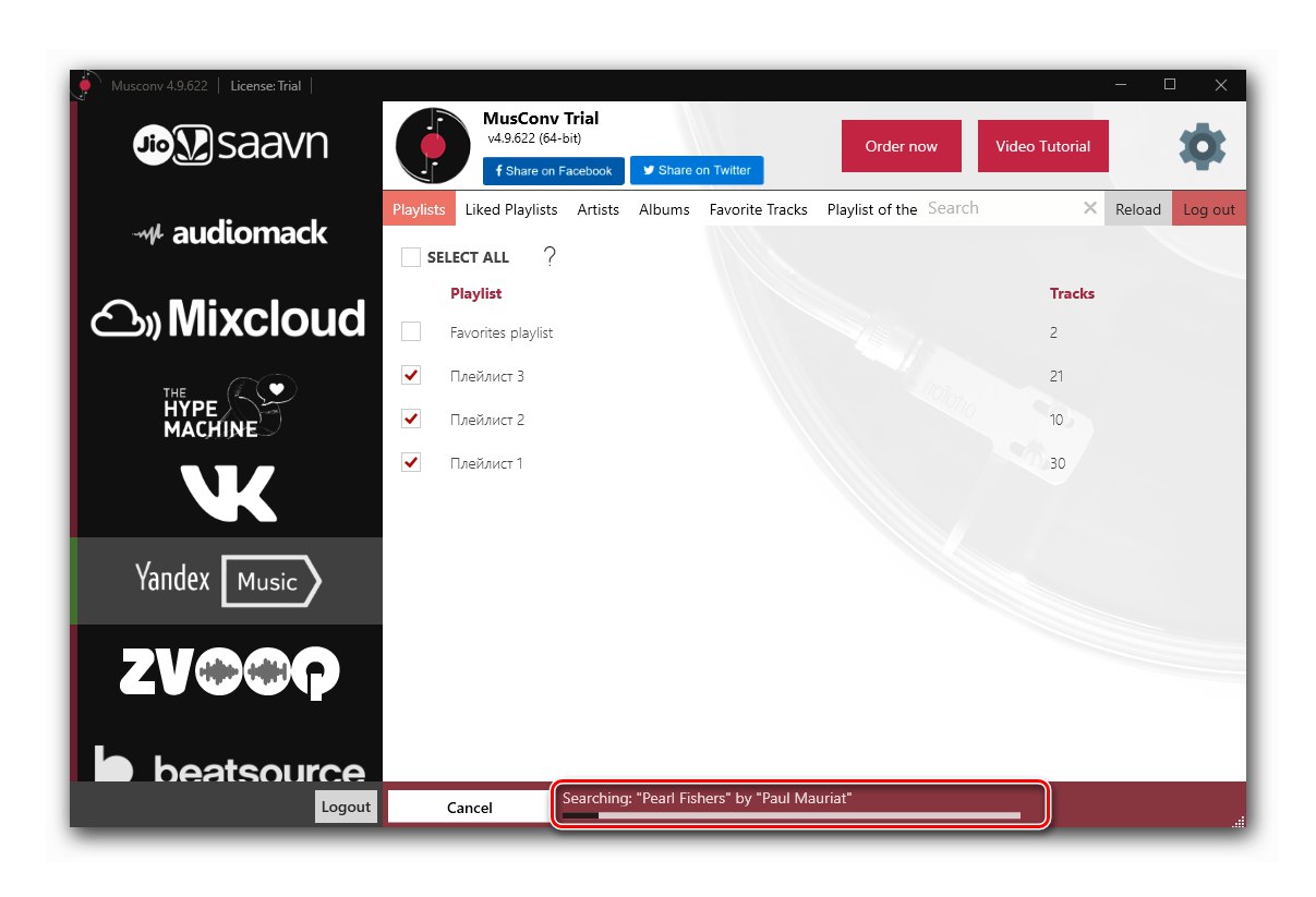 Program MusConv funguje - prenos knižnice médií z Yandex.Music do Spotify na počítači