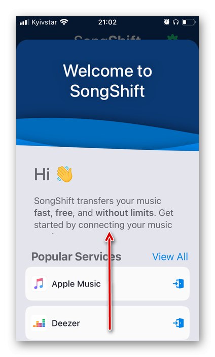 قم بالتمرير لأسفل في تطبيق SongShift لنقل الموسيقى من YouTube إلى Spotify إلى iPhone