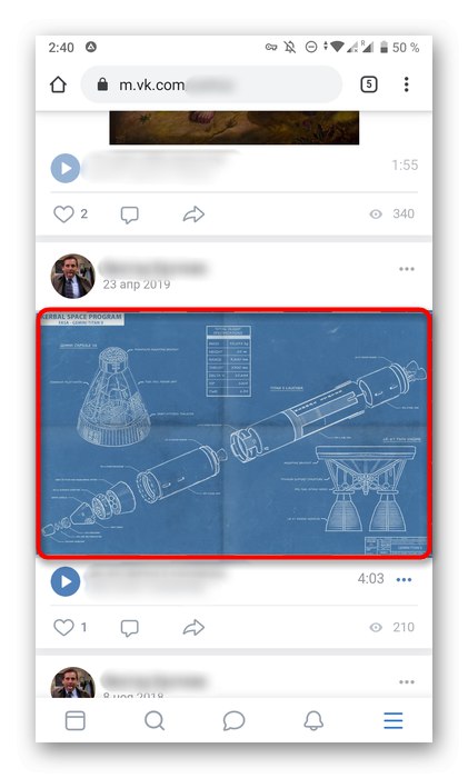 Výber fotografie v mobilnej verzii webovej stránky VKontakte na nahranie do Odnoklassniki