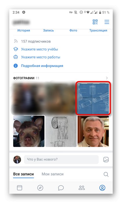 Výber fotografie v mobilnej aplikácii VKontakte na nahranie do Odnoklassniki