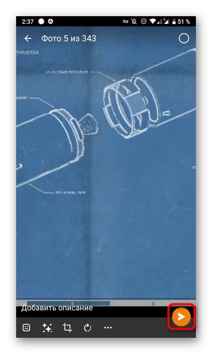 Zverejnenie vybranej fotografie v mobilnej aplikácii Odnoklassniki