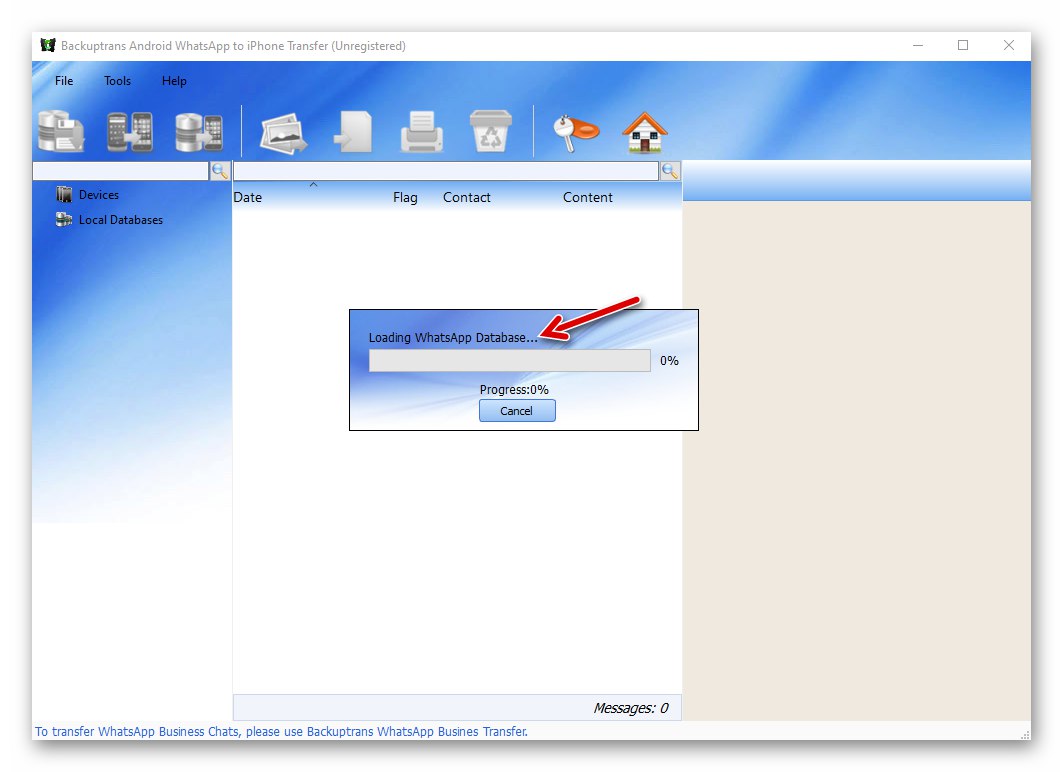 Backuptrans WhatsApp Transfer прехвърлете база данни за съобщения от смартфон с Android на компютър