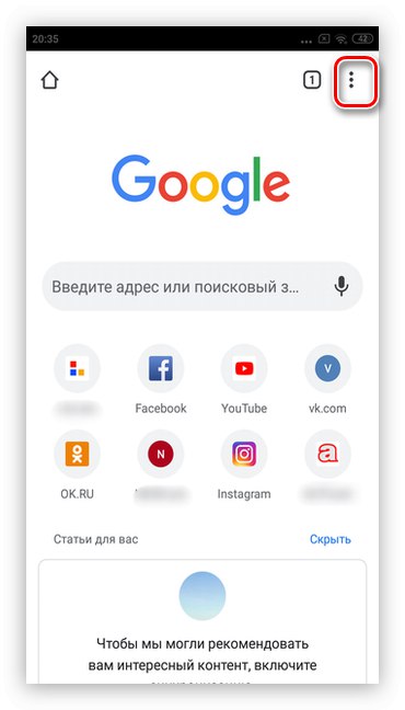 Dotaknite se treh pik v zgornjem desnem kotu, da prek brskalnika Google Chrome odstranite Googlove oglase v pametnih telefonih Android