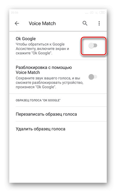 Chcete-li ji znovu povolit, posuňte jezdec Google Assistant Xiaomi