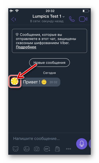 Viber за iOS снимка на събеседника в чата близо до изпратеното му съобщение