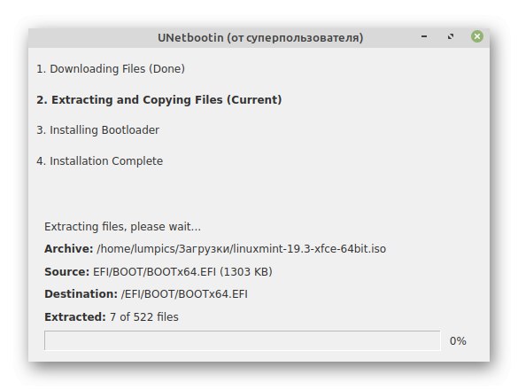 Процес писања слике на УСБ флеш диск у програму пре инсталирања Линук Минт поред Линук Минт