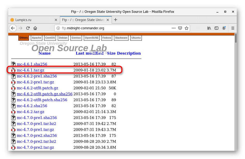 انتخاب نسخه CentOS از Midnight Commander برای بارگیری از مخزن سفارشی