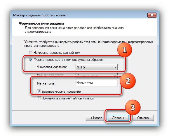 Formatirajte novi svezak za instaliranje sustava Windows 7 ispod sustava Windows 7 na drugu particiju
