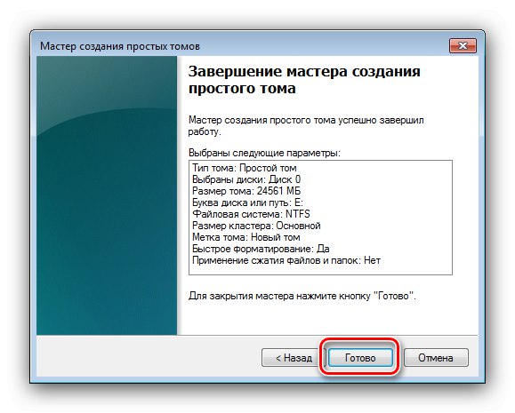 Završite s izradom novog volumena za instaliranje sustava Windows 7 ispod sustava Windows 7 na drugu particiju