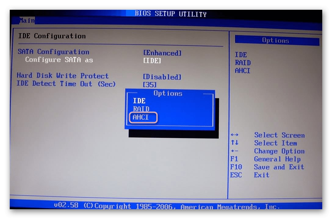Перемикання BIOS в режим AHCI перед установкою Windows 7 на SSD