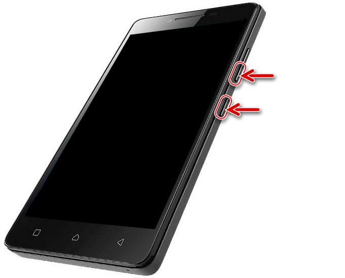 Lenovo A6010 zažene način Fastboot - pritisnite in držite Glasnost - in Vklop