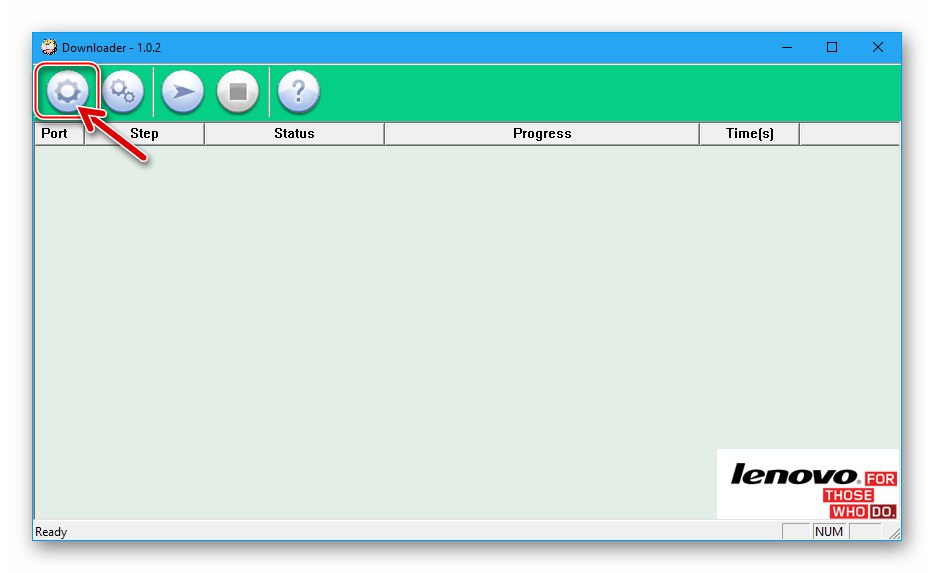 Gumb Lenovo A6010 Qcom Downloader za prenos kataloga z vdelano programsko opremo v program