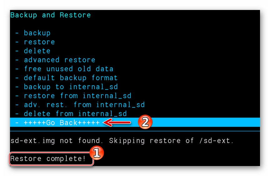 Завършена процедура за възстановяване на Lenovo IdeaTab S6000 Carliv Touch Recovery