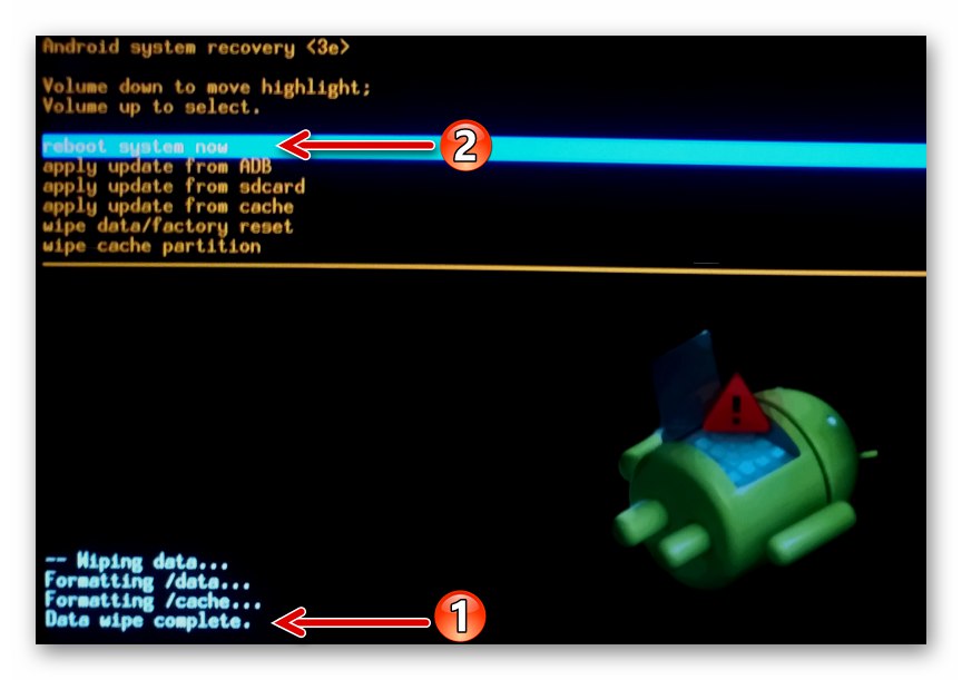Нулирането на устройството Lenovo IdeaTab S6000 чрез среда за възстановяване завърши, рестартирайте в Android