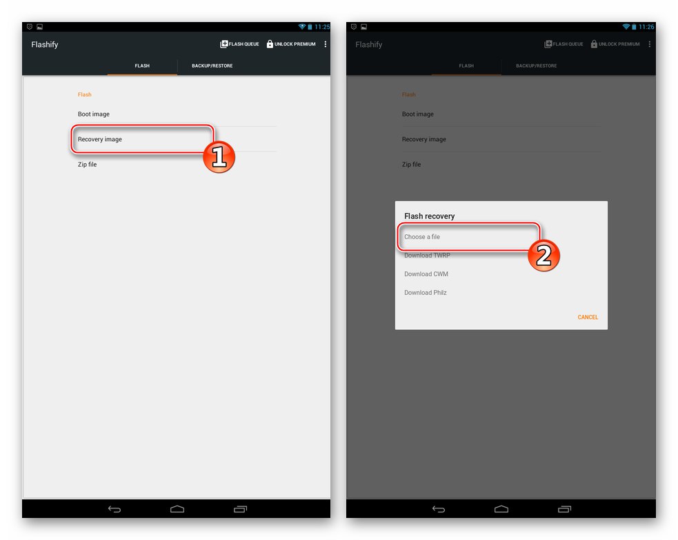 Lenovo IdeaTab S6000 Flashify инсталиране на персонализирано възстановяване от изображение на файл на таблетна карта с памет на таблет