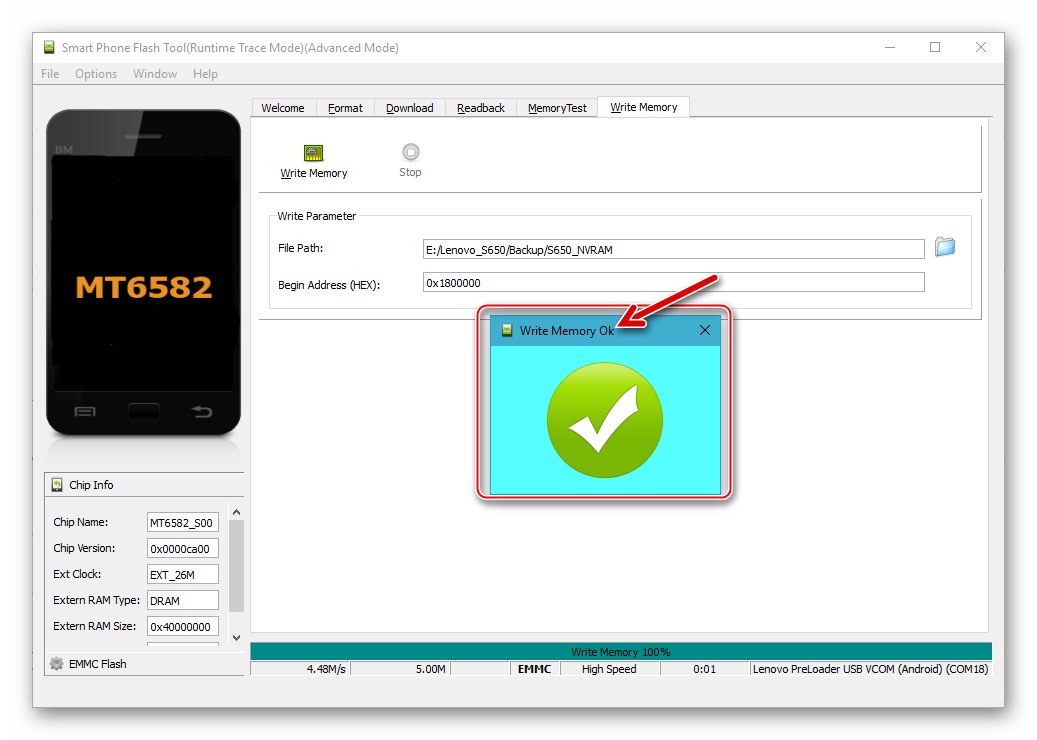 Lenovo S650 nadpisuje partycję NVRAM za pomocą SP Flash Tool