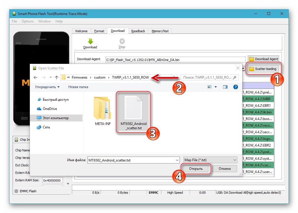 Narzędzie Flash Lenovo S650 SP pobiera plik rozproszony do instalacji w telefonie TWRP (znaczniki ROW)
