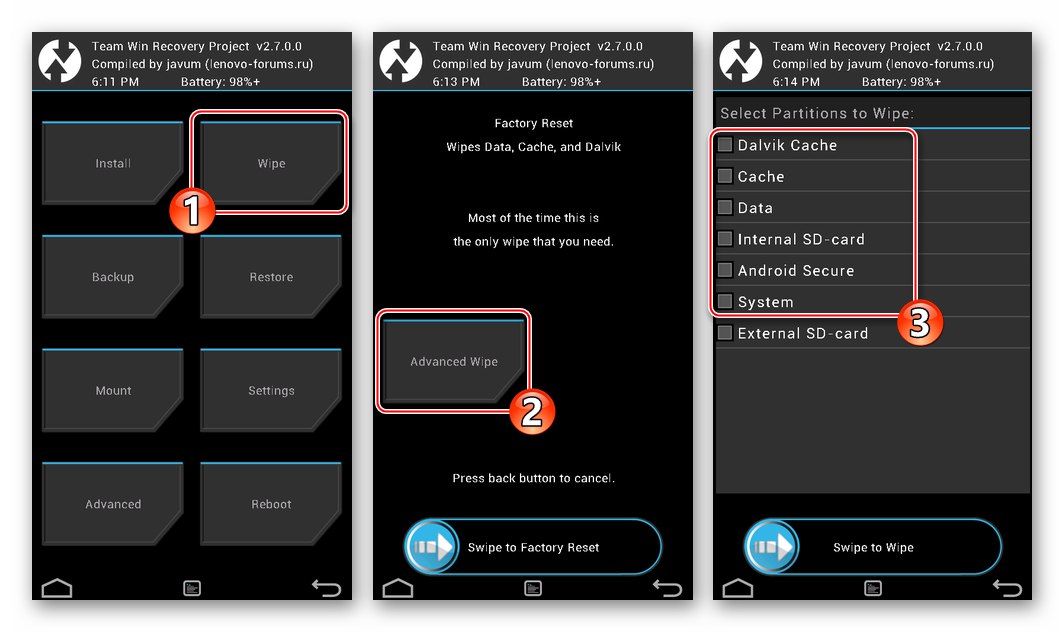 Lenovo S650 Recovery TWRP 2.7.0.0 (CN) formatuje wszystkie partycje przed zainstalowaniem niestandardowego