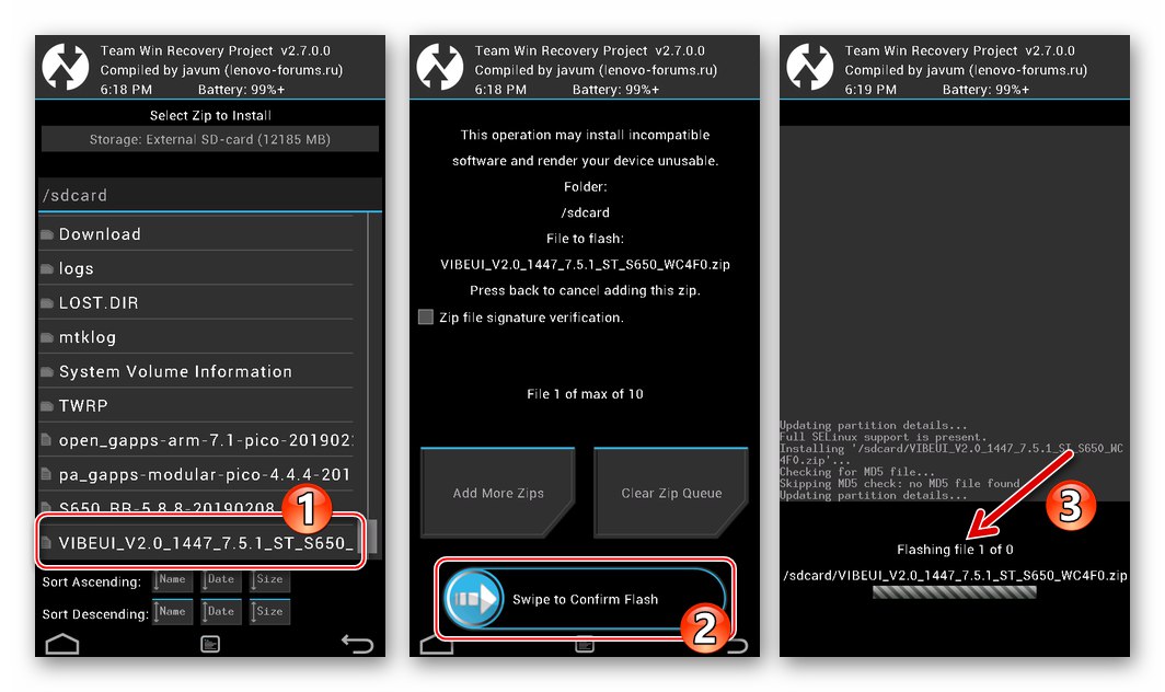 Lenovo S650 TWRP 2.7.0.0 (CN) rozpocznie instalację niestandardowego oprogramowania układowego poprzez odzyskiwanie