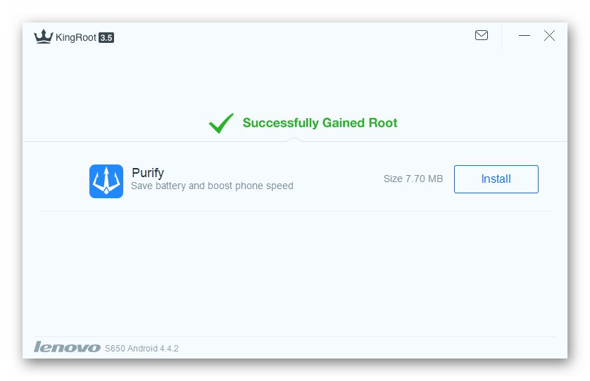 Prawa roota Lenovo S650 uzyskane przez King Root na PC
