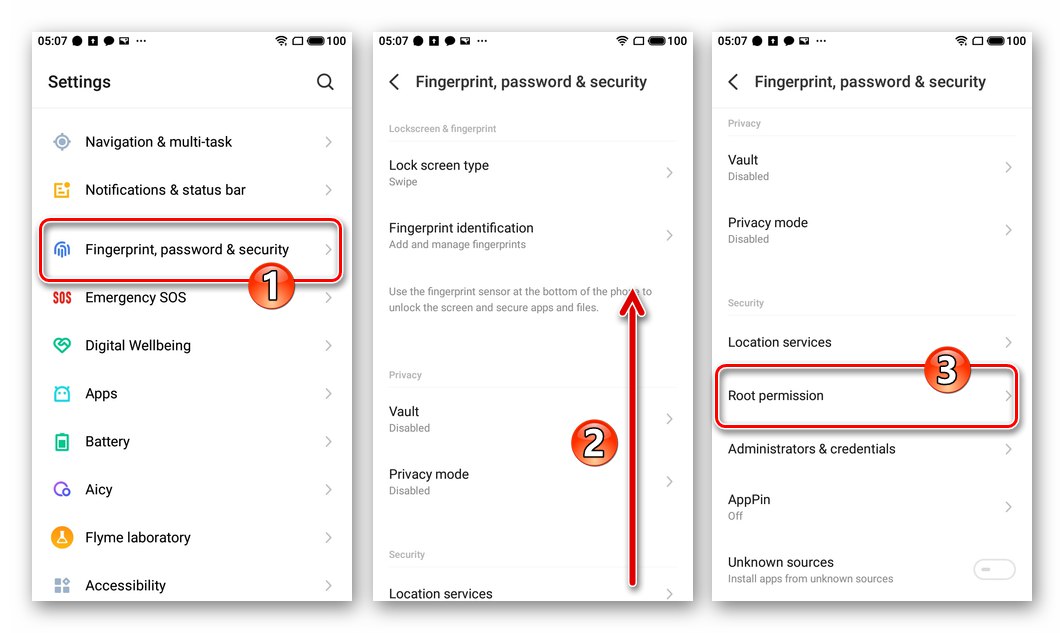 Meizu M6 Коренен елемент в раздела за пръстови отпечатъци, защита на паролата на настройките на Flyme 8