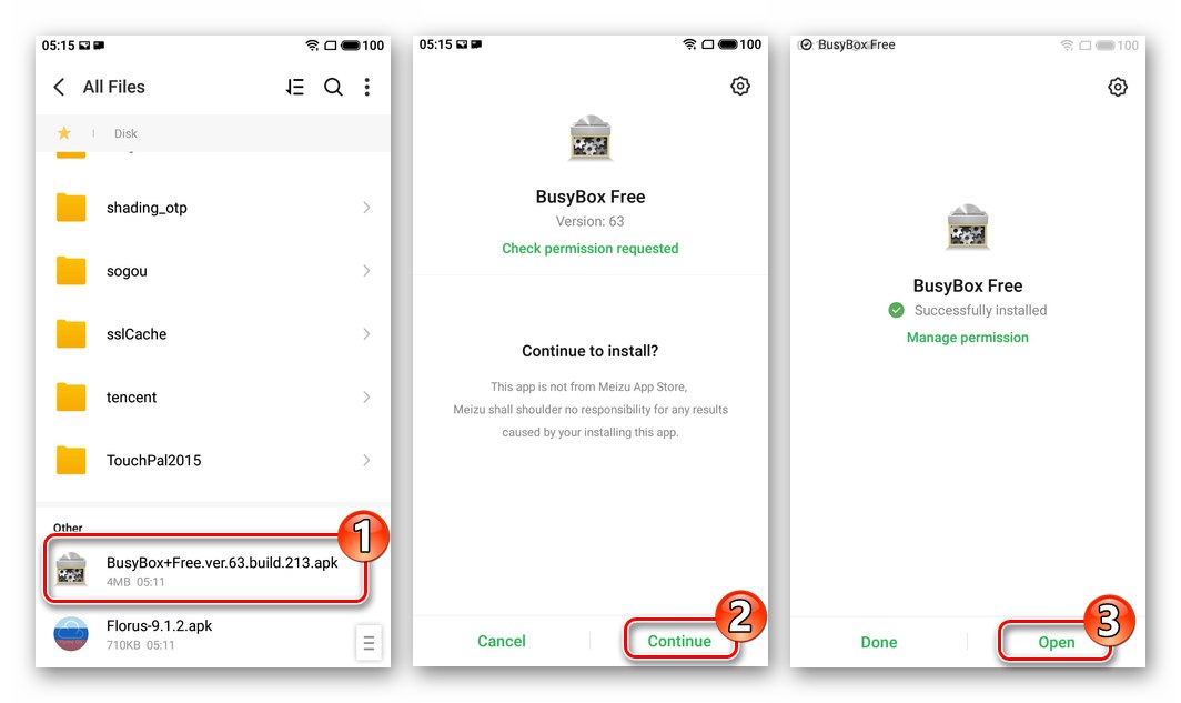 Инсталиране на Meizu M6 и стартиране на инсталатора BusyBox в средата на Flyme 8