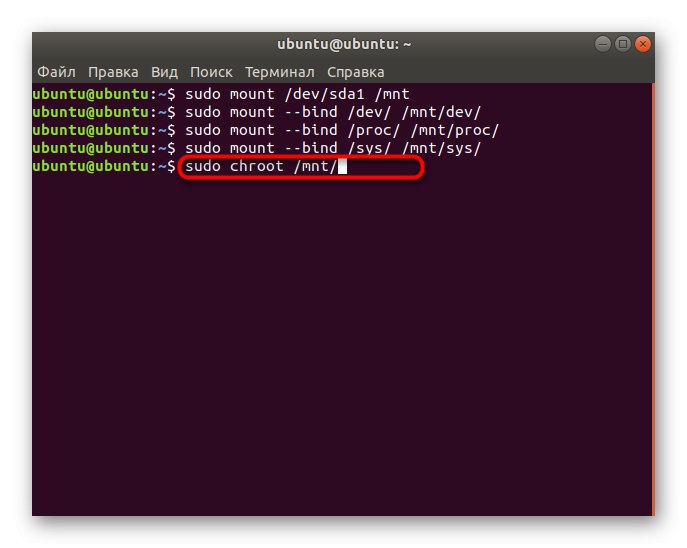 Polecenie do łączenia się z zamontowanym środowiskiem za pośrednictwem LiveCD Linux