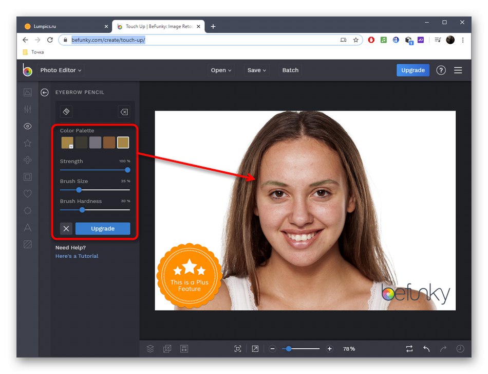 تنظیم ابزاری برای ویرایش چهره در عکس از طریق سرویس آنلاین BeFunky
